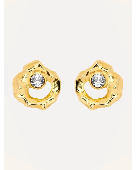 Oscar de la Renta Metallic Textured Metal Earrings