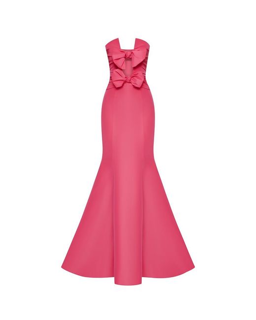 Oscar de la Renta Pink Bow Detail Trumpet Gown