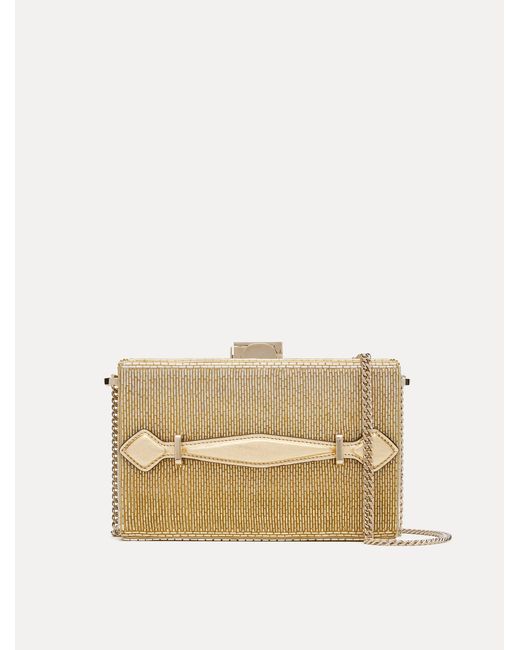 Oscar de la Renta Natural Bugle Bead Embroidered Minaudire