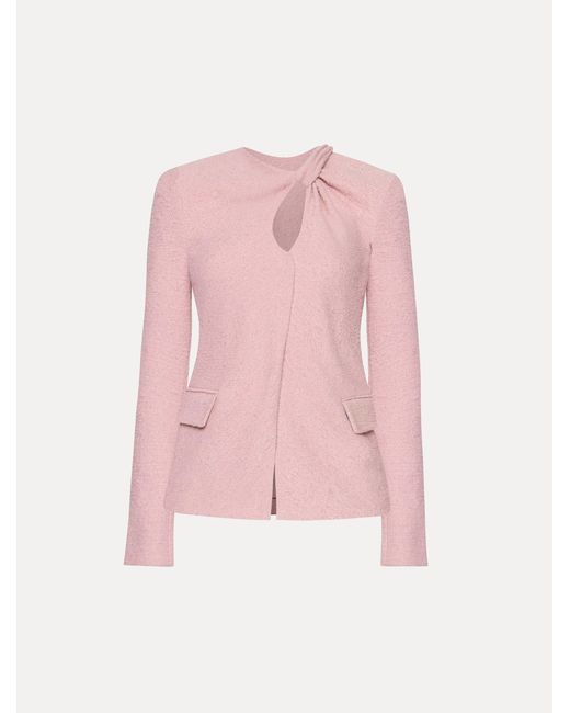 Oscar de la Renta Pink Twist-Detailed Tweed Jacket