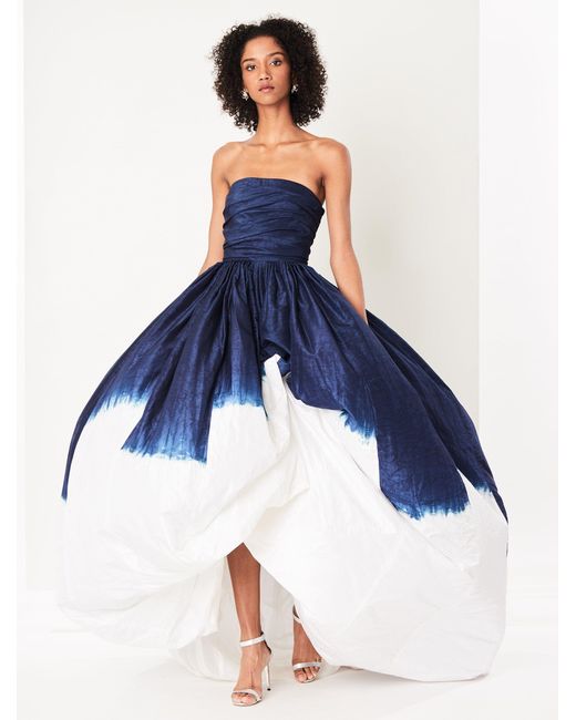 Renta Blue Dip-dyed Silk-taffeta Gown 
