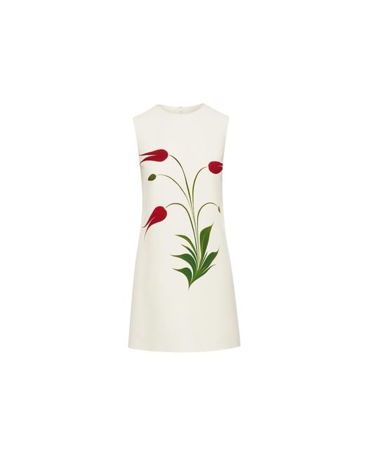 Oscar de la Renta White Marbled Tulip Shift Dress