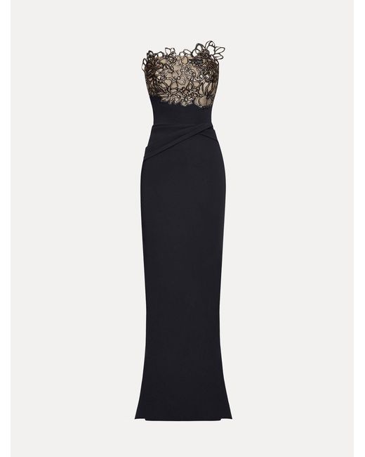 Oscar de la Renta White Rubber Lace Cady Gown
