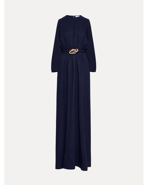 Oscar de la Renta Blue Knotted Belt Georgette Caftan