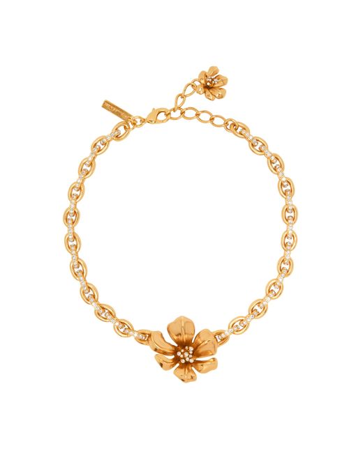 Oscar de la Renta Metallic Flower Chain Link Necklace