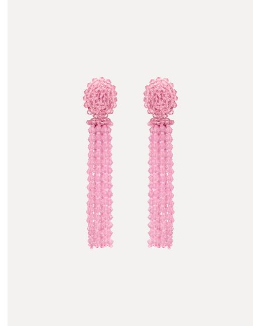 Oscar de la Renta Pink Tassel Clip-On Earrings