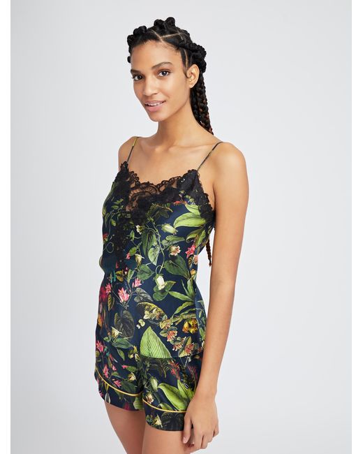Oscar De La Renta Toucan Jungle Silk Charmeuse Camisole In