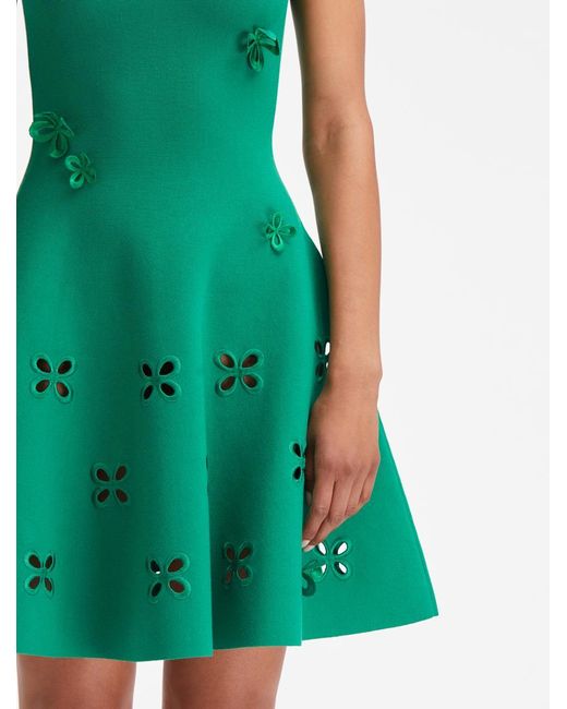 Oscar de la Renta Green Floral Cutout Mini Dress