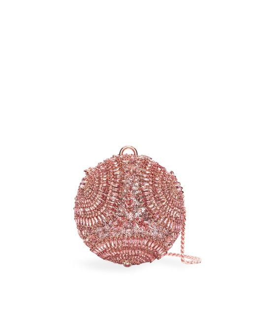 Oscar de la Renta Pink Crystal Embroidered Billiard Bag