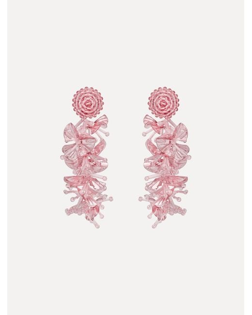 Oscar de la Renta Pink Sequin Tassel Clip-On Earrings