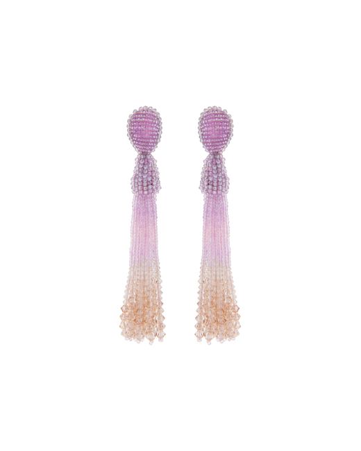 Oscar de la Renta Pink Beaded Ombré Tassel Clip-on Earrings
