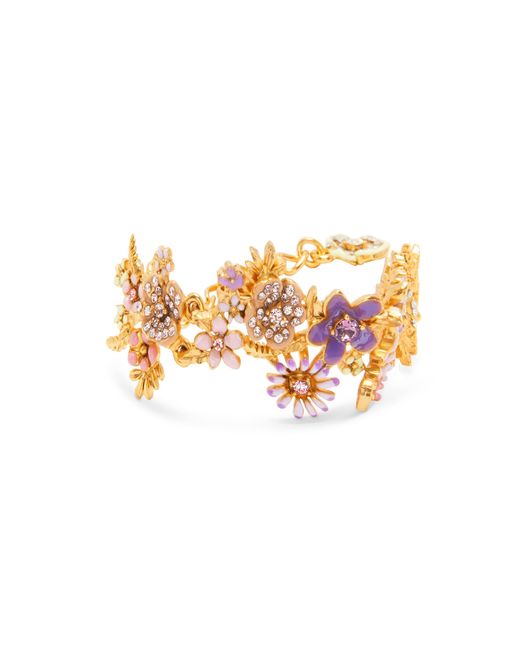 Oscar de la Renta White Enamel Flower Garden Bracelet
