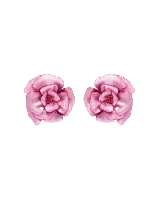 Oscar de la Renta Pink Gardenia Plexi Clip-on Earrings