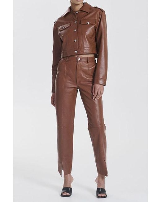 ENA PELLY Blair Seamed Leather Pant Coco | Lyst