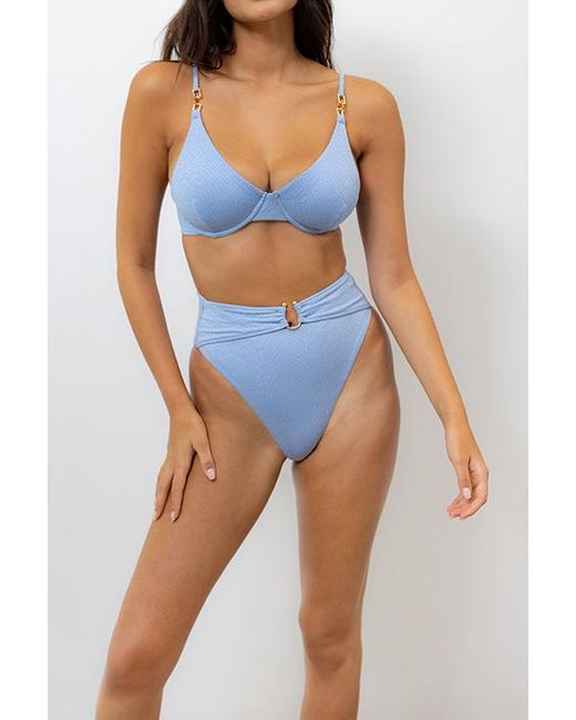 Revel Rey Inez Bikini Top Seine Blue Snake Lyst