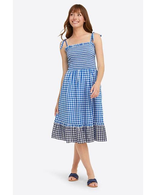 Draper James Taylor Smocked Dress In Multi Gingham Blue Multi Lyst