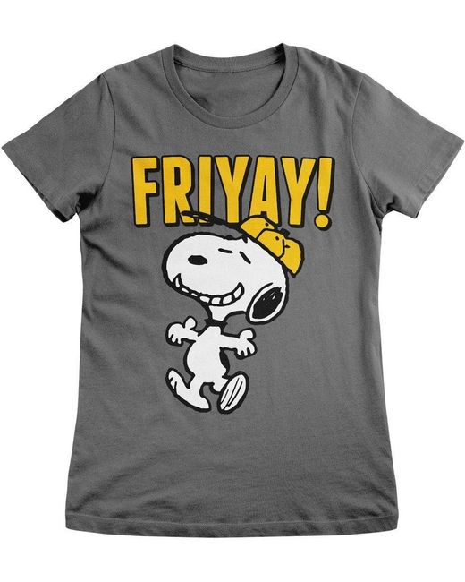 PEANUTS Worldwide LLC Gray T-Shirt Snoopy Friyay Girly Tee