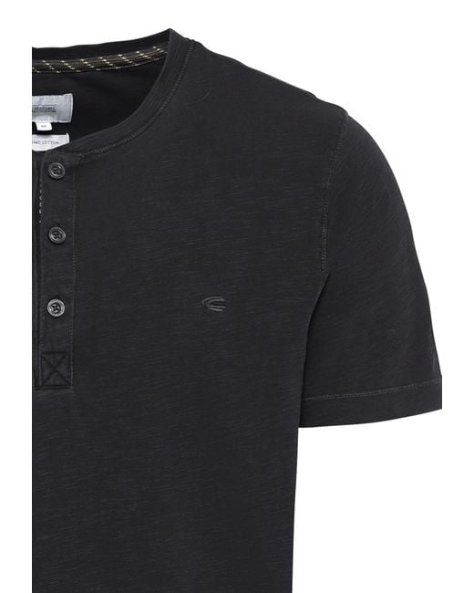 Camel Active Henleyshirt Henley Slub Yarn in Black für Herren