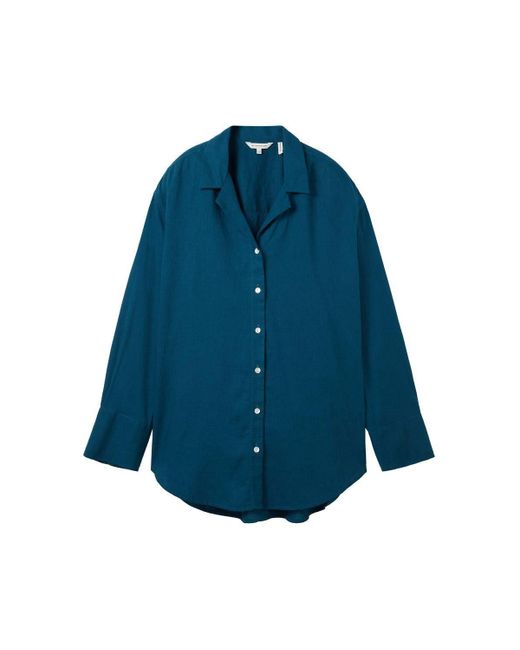 Tom Tailor Blue Blusenshirt modern blouse with linen