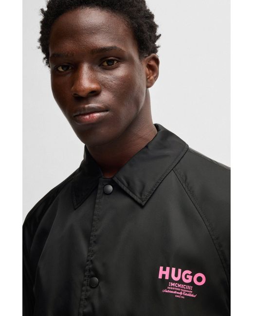HUGO Funktionsjacke Biyo2521 Overshirt mit kontrastfarbenen Druck in Black für Herren