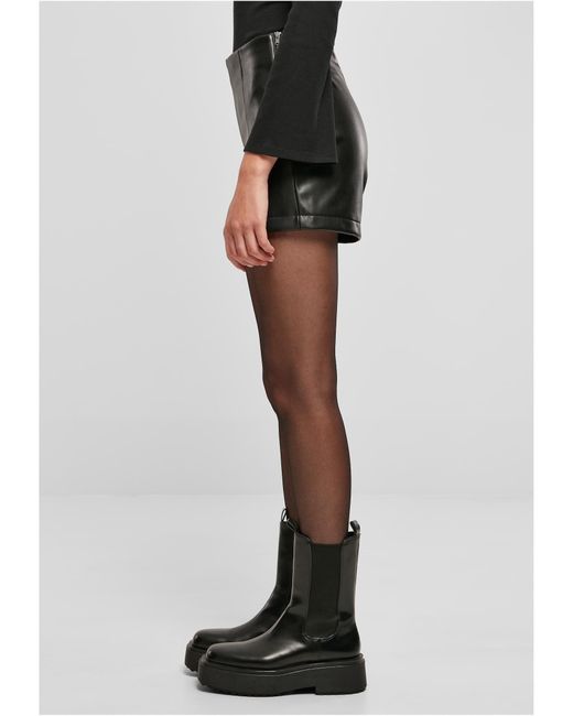 Urban Classics Stoffhose Ladies Schwarz in Shorts Synthetic Lyst | (1-tlg) Leather DE