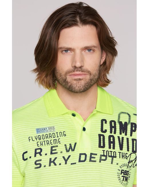 Camp David Poloshirt mit Logo Print in Green für Herren