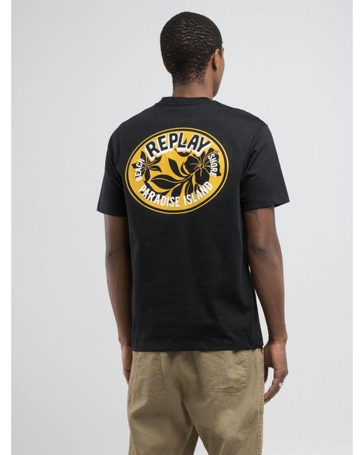Replay T-Shirt mit Backprint in Black für Herren