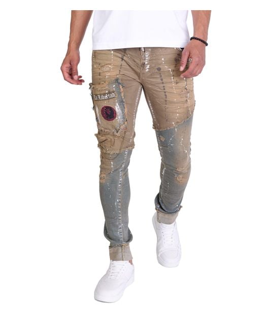 KINGZ Slim-fit- Vintage Look Designer Jeans in Gray für Herren