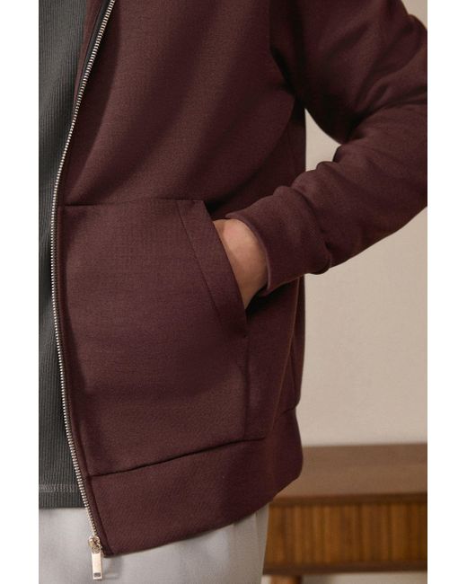 Next Kapuzenpullover Weiche Scuba-Kapuzenjacke mit Reißverschluss (1-tlg) in Purple für Herren
