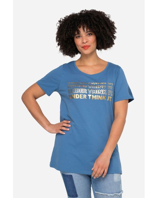 Angel of Style Blue Rundhalsshirt T-Shirt Schriftzug Rundhals Halbarm