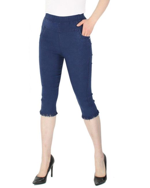 dy_mode Blue Caprihose Fransen – Bequeme 3/4-Sommerhose mit elastischem Bund