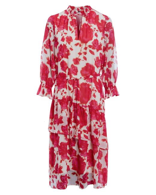 MARC AUREL Red Midikleid mit Rosenprint