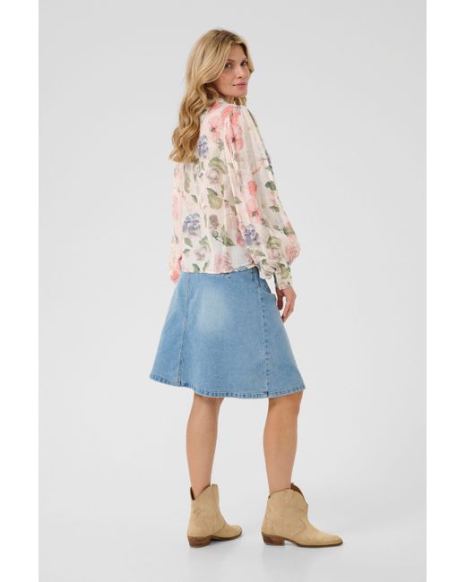 Cream Blue Langarmhemd Langarm