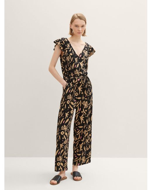 Tom Tailor Natural Jumpsuit Gemusterter Overall