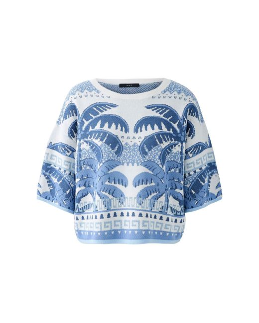 Ouí Blue Rundhalspullover Pullover Baumwoll- Viskosemischung mit Glanzgarn