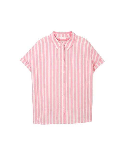 Tom Tailor Blusenshirt striped short sleeve blouse, pink offwhite stripe