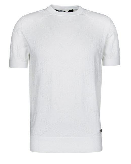Karl Lagerfeld Kurzarmpullover mit Allover-Muster (1-tlg) in White für Herren