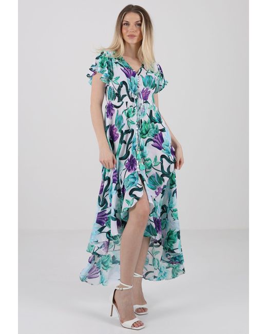 YC Fashion & Style Blue Sommerkleid Purple Petal Maxikleid– Für stilvolle Anlässe Alloverdruck