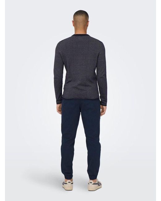 Only & Sons Pullover Rundhals - Strickpullover ONSNIGUEL REG 12 STRIPE CREW KNIT in Gray für Herren