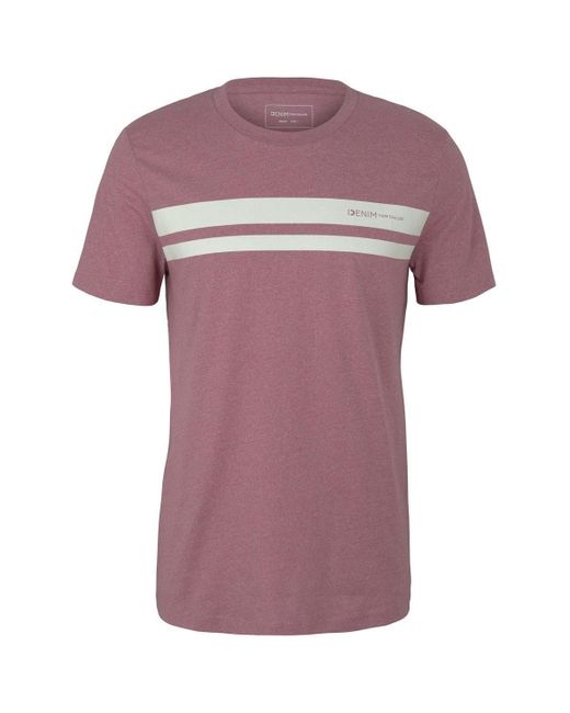 Tom Tailor T-Shirt PRINTED (1-tlg) aus Baumwolle in Pink für Herren