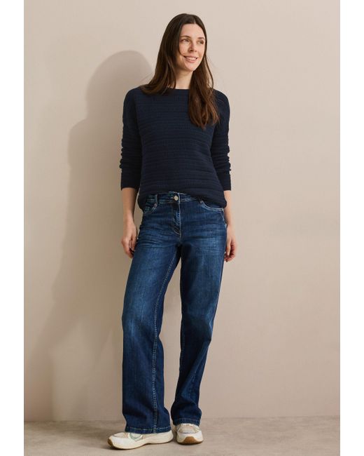 Cecil Blue Strickpullover im soften Baumwoll-Mix