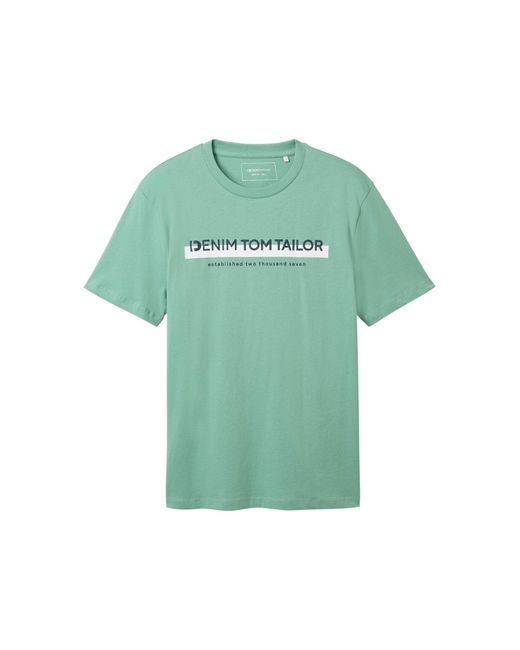 Tom Tailor T-Shirt mit Logo Print in Green für Herren