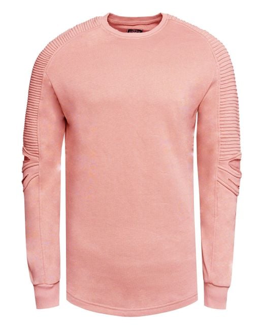 Ärmeldesign Sweatshirt mit für Herren Neal Rusty Lyst geripptem DE Pink in |