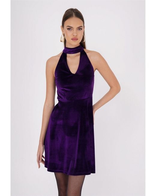 FRESHLIONS Purple Jerseykleid Lolie mit raffiniertem Neckholder-Design