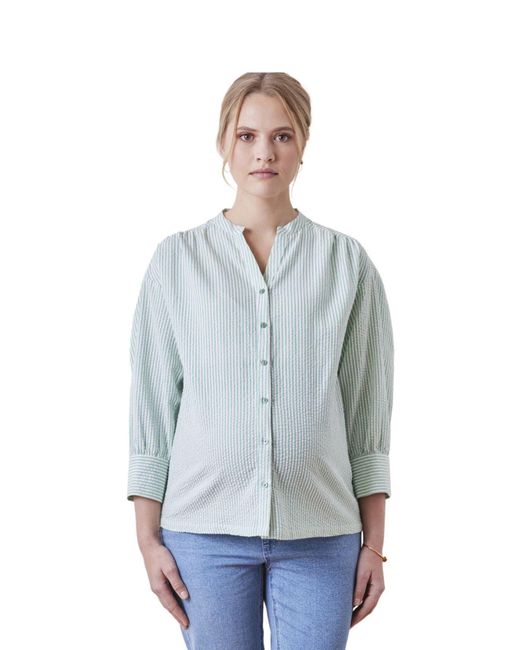 VERTBAUDET Blue Langarmhemd Hemdbluse für Schwangerschaft und Stillzeit