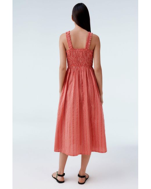 Next Pink Midikleid Mittellanges Kleid mit Bindedetail vorne (1-tlg)