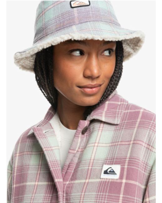 Quiksilver Pink Fleecejacke Flanellhemd Grape Shake Uni Plaid Overshir