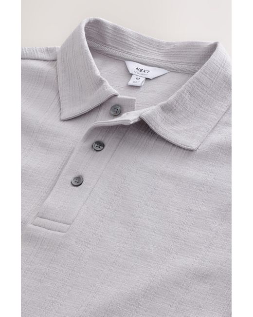 Next Strukturiertes Crêpe-Poloshirt mit Knopfleiste (1-tlg) in Gray für Herren