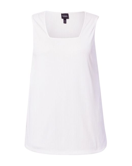 Ulla Popken White Longtop Top Rippjersey A-Linie Caree-Ausschnitt ärmellos