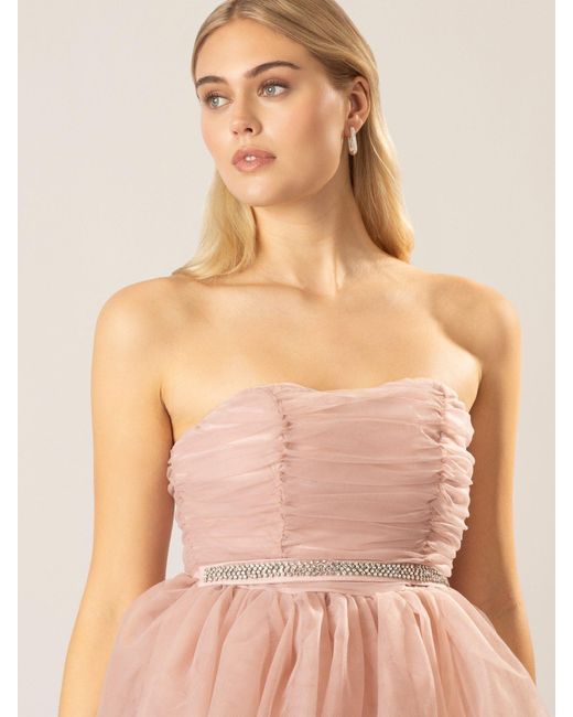 Apart Pink Abendkleid aus hochwertigem Nylon Material mit Volants